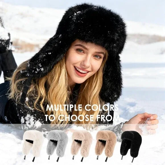 Unisex Khaki 02 Trapper Hat with Ear Flaps Winter Russian Style Windproof - Picture 5 of 7